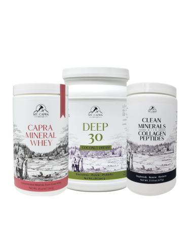 Mt. Capra Deep 30 Coconut + Capra Mineral Whey + Clean Minerals with Collagen Peptides Bundle