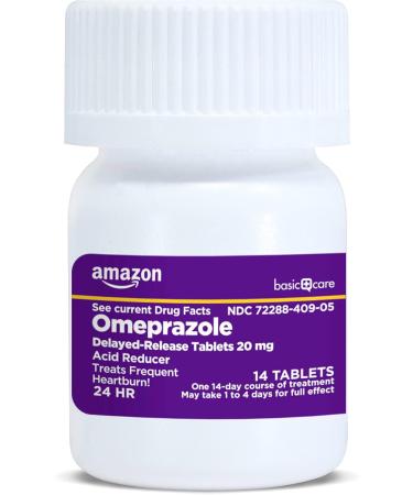 Amazon Basic Care Omeprazole Delayed Release Tablets 20 mg Acid Reducer 14 Count (Packaging May Vary) (Pack of 4) 14 Count (Pack of 4) - Buy Online on GoSupps.com