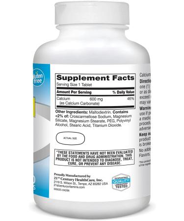 21st Century Calcium Supplement - 600mg | 400 Tablets | Essential Bone Health - Buy Online on GoSupps.com