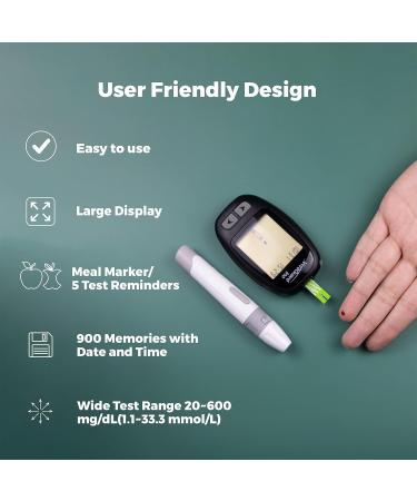 Blood Glucose Monitor - Blood Sugar Test Kit with 100 Test Strips 100 Lancets Lancing Device & Glucometer - No Coding Large Display Ideal for Home Use - Buy Online on GoSupps.com