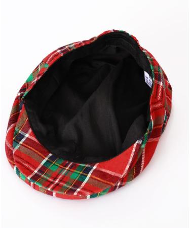 Mint Green Baby Flat Cap | Vintage Drivers Hat with Lining | Breathable & Soft | Ages 0-8 | 2-3 Years | Red Plaid - Buy Online on GoSupps.com