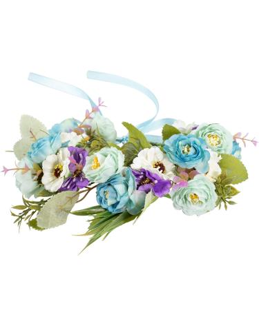 Buy Dressforfun 302786 Blumen Headband | Adjustable Flower Wreath for Weddings & Costume Parties - Purple Turquoise Green - Buy Online on GoSupps.com