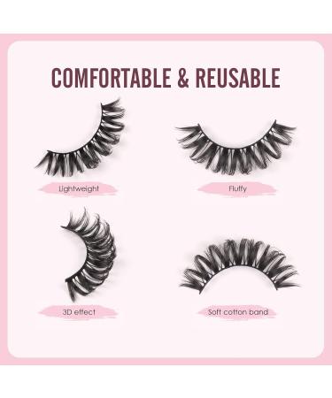 Glowing Win 3D False Eyelashes - Russian Strip D Curl Lashes | 10 Pairs Reusable Mink Lashes | Fluffy Fake Eyelashes - Buy Online on GoSupps.com