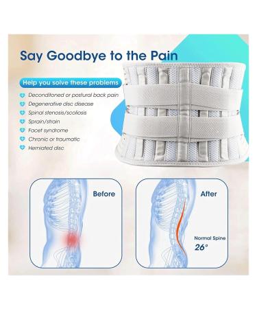 mdlian X-Large Back Brace for Men & Women - Adjustable Lumbar Support with 6 Stays Anti-skid Design for Work - Gray - Buy Online on GoSupps.com