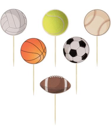 36Pcs Sports Cupcake Toppers Basketball Cupcake Toothpicks Soccer Ball Football Baseball Volleyball Rugby Cake Decorations for Sports Ball Game Theme Baby Shower Birthday Party Decoration Supplies - Buy Online on GoSupps.com