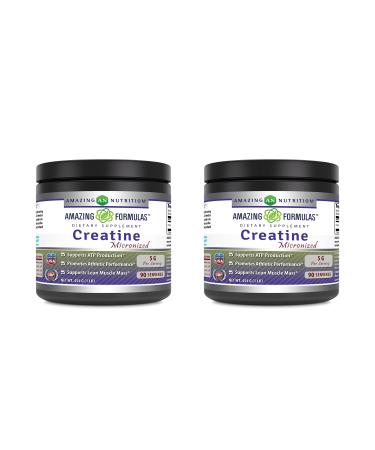 Amazing Formulas Micronized Creatine Monohydrate Supplement | 5000 Mg | Non-GMO | Gluten Free | Made in USA (1 Lb - 2 Pack Unflavored)