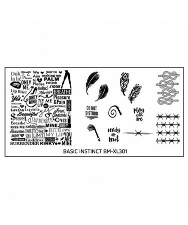 Stamping stencil plate BM XL 301 Bundlemonster feather nail art nail design