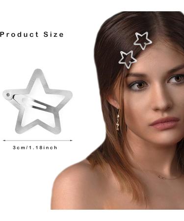 TMXAOK 50 Pieces Star Hair Clips Metal Star Snap Hair Clip Y2K Sliver Hair Barrettes Small Non Slip Hairpin for for Toddler Women Girls Lovely Hair Accessories Silver - Buy Online on GoSupps.com
