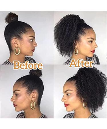 Ponytail Extension Kinky Curly Hair Extensions 8-26" Human Hair Drawstring Ponytail Extension Brazilian Real Human Hair Clip in Ponytail Hair Extension for Black Women Ponytail Hairpiece for Women ( 12inches Natural Color - Buy Online on GoSupps.com