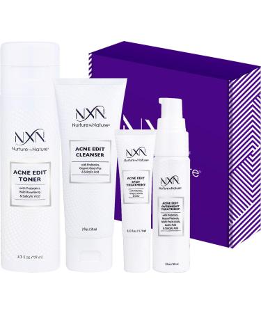 NxN Acne Treatment Kit 4-Step Clear Skin System with Salicylic Acid  Probiotics  Sulfer & Natural Retinols  Control Blemishes & Breakouts  Face Care Solution Set for All Skin Types Including Sensitive