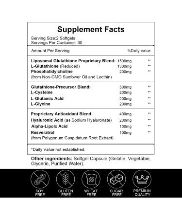 Liposomal Glutathione 2400 MG - Superior Absorption Antioxidant 60 Count | Boost Your Health Worldwide - Buy Online on GoSupps.com
