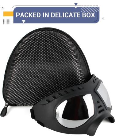 Namsan Large Breed Dog Goggles | Anti-UV Sunglasses for Medium-Large Dogs | Windproof & Anti-Dust | Silver Lens | Long Snout Dog Eye Protection | Black (Large) - Buy Online on GoSupps.com