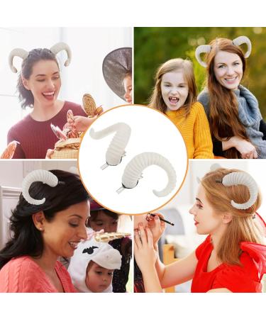 LALAFINA 1 Pair Sheep Horns Cosplay Ram Horns Ram Horns Cosplay Horns Hair Clips for Women Halloween Costume White One Size White - Buy Online on GoSupps.com