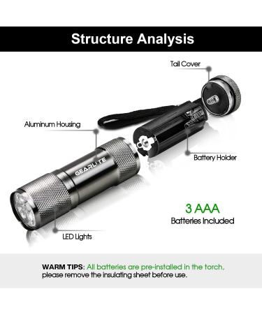 Gearlite Mini LED Flashlight 4-Pack - Aluminum Waterproof Kids Flashlight with Lanyard & 12 AAA Batteries for Camping & Outdoor Adventures - Buy Online on GoSupps.com