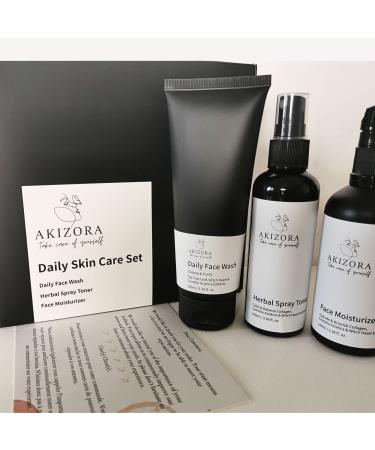 Men's Gift Set Men's Face Care - Tea Tree Cleansing Gel Purifying Toner & Moisturizing Face Cream with Collagen - Anti-Imperfection Routine for Oily Combination and Problematic Skin