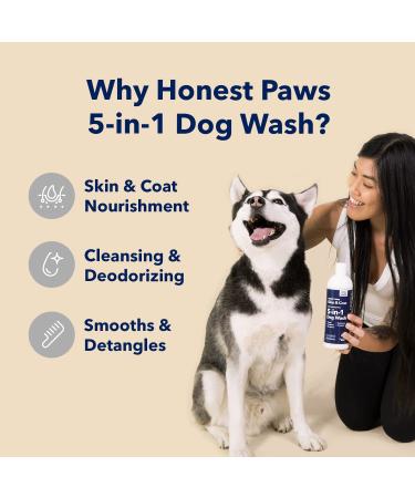 Honest Paws 5-in-1 Dog Shampoo & Conditioner - 16 Ounce | Reduces Itch, Hydrates Dry Skin, Decreases Odor and Allergies - Buy Online on GoSupps.com