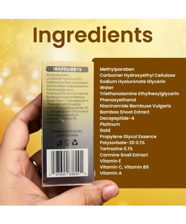 24K Gold Anti-Aging Serum with Platinum & Retinol - Deep Wrinkle Filler & Collagen Booster - Vitamin B3 C Snail Extract - Luxe Face Treatment - Buy Online on GoSupps.com