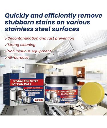 Stainless Steel Cleaning Paste Stainless Steel Cleaner and Polish Rust Remover for Metal Powerful Cookware Polish Wax for Grease Oven Sink - Buy Online on GoSupps.com