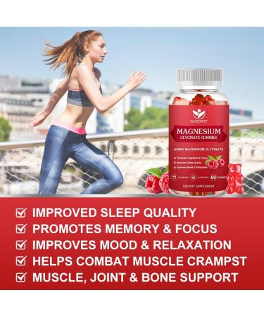 400mg Magnesium Glycinate Gummies with 200mg L-Threonate - Relaxation, Cognition, Sleep Quality - 60 Raspberry Gummies - Buy Online on GoSupps.com