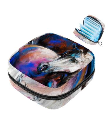 Art Horse Women Binding Supplement Pocket Large Menstrual Cup cylinder pocket with zipper periodic inserts bags panty lips tampons for girls and women multi-colored 09