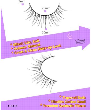 Natural Look Short False Eyelashes 10mm - C Curl, Thin Band, 7 Pairs - Buy Online on GoSupps.com