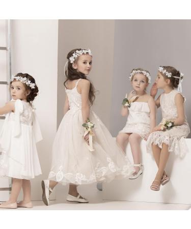 SUSSURRO Head Piece Flower Girl Headband Head Vines Gold Pearl Headband Pearl and Evening Party Flower Crown Headpiece Princess Crystal Girl Hair Accessories - Buy Online on GoSupps.com