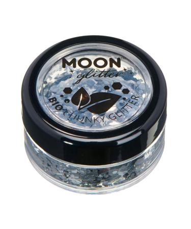 Biodegradable Eco Chunky Glitter by Moon Glitter - Silver - Cosmetic Bio Festival Makeup Glitter for Face Body Nails Hair Lips - 3g