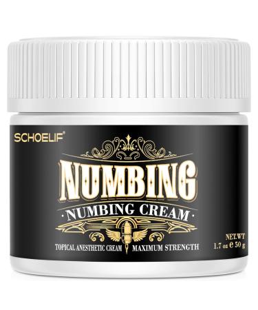SCHOELIF Extra Strength Numbing Cream Topical Anesthetic Fast-Acting Non-Greasy Formula Child-Resistant Tube 50g/1.7oz (Unscented)