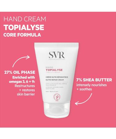 SVR TOPIALYSE Nourishing Hand Cream for Ultra-Dry Chapped Sensitive Hard-working Hands Handbag Size - 50ml - Buy Online on GoSupps.com