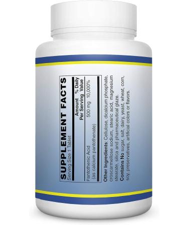 Vitamin Discount Center Pantothenic Acid 500mg - Vitamin B5 - Vegetarian - 100 Tablets - Buy Online on GoSupps.com