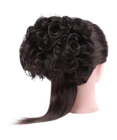 Girls Synthetic Curly Hair Bun Extension Clip in Ponytail Chignon Dish Tray #98 Dark Brown - Buy Online on GoSupps.com