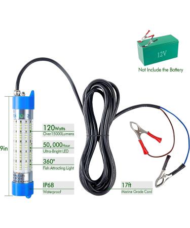 Pinboer 120W Green Underwater Fishing Light | 15000LM IP68 Submersible Night Boat Light | Freshwater & Saltwater Fish Finder Attractant | 17FT Cord - Buy Online on GoSupps.com