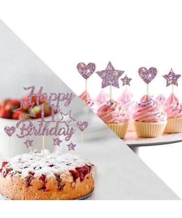 Purple Glitter Happy 11th Birthday Cake Topper with Cupcake Toppers - 11th Birthday Cupcake Decoration 11th Birthday Cake Decor for Boys or Girls (11th) - Buy Online on GoSupps.com