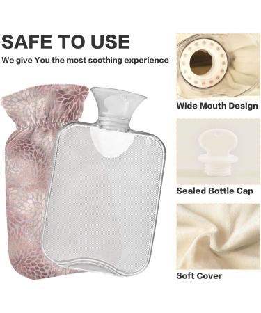 Hot Water Bottle 2L with Cover - Rose Gold Abstract Flowers | Pain Relief & Winter Warmth - Buy Online on GoSupps.com