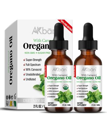 AKBAN Organic Oil of Oregano Drops | with Black Seed Oil Carvacrol & Thymoquinone | Plant Based USDA Oregano Liquid Non-GMO | 2 Fl Oz + 2 Fl Oz
