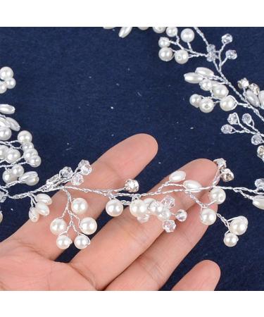 50 cm Pearl Crystal Hair Jewelry Crown - Wedding & Party Garland for Bridesmaids | Elegant Hair Band Accessory - Buy Online on GoSupps.com