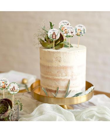 Yexiya 48 Pcs Baby Shower Cupcake Toppers Welcome Baby Cupcake Toppers Gold Woodland Jungle Safari Theme Cake Decor Gender Reveal Cake Topper Boy Girl Birthday Party Green Leaf Cake Decor (Woodland) - Buy Online on GoSupps.com