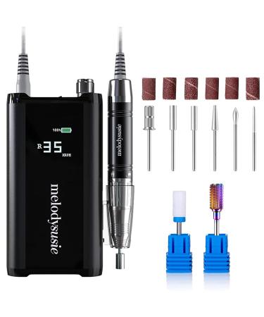 MelodySusie Professional Cordless Nail Drill 35000 RPM, Portable Rechargeable Nail Drill Machine Brushless Nail Efile, Low Noise Low Vibration Low Heat for Acrylic Nails Poly Gel, Sparkle Pro Set