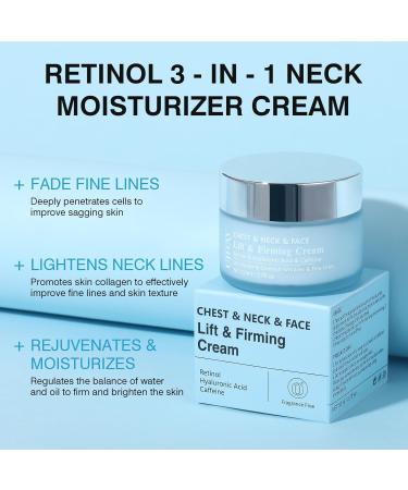 Retinol Neck Cream - Hyaluronic Acid & Caffeine Enriched Neck Firming Cream | Anti-Aging 3-in-1 Moisturizing Cream to Minimize Fine Lines Dullness & Sagging Skin for Neck Chest & Face (50ml/1.7oz) - Buy Online on GoSupps.com