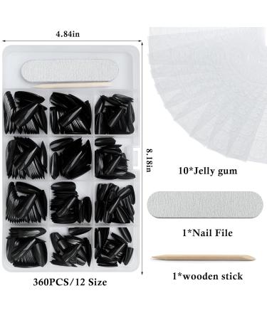 360pcs Glossy Black Almond Press on Nails - Medium Length Fake Acrylic Nails with Adhesive Tabs for Women & Girls - Buy Online on GoSupps.com