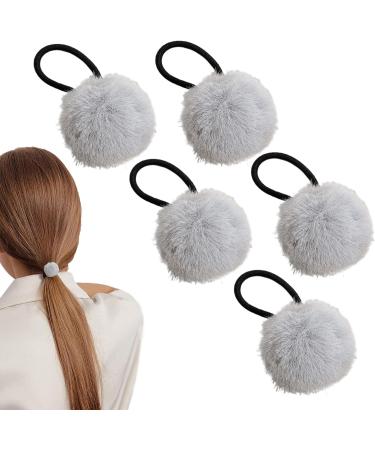Yabauuop Hair Rope for Girls - Chic Furry Ball Hair Ties - Fashionable Hair Ties for Women And Girls Versatile Ponytail Holders for Dating Parties grey - Buy Online on GoSupps.com