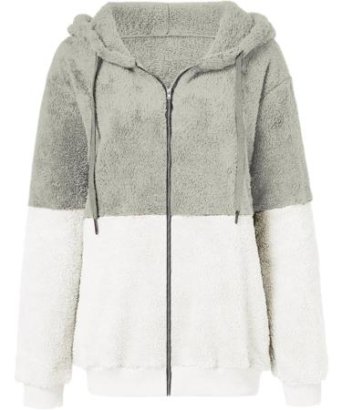 Women's Oversized Fleece Plush Hoodie Jacket - Warm Fluffy Zippered Long-Sleeved Stand-Up Collar for Winter - Buy Online on GoSupps.com