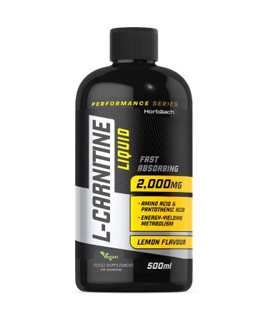 L Carnitine Liquid 2000mg | 500ml | Lemon Flavour | High Strength Fast Absorbing Amino Acid with Vitamin B5 | Energy Yielding Metabolism | Vegan | by Horbaach - Buy Online on GoSupps.com