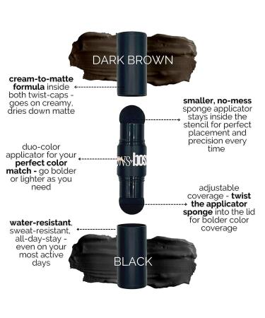 Brows by Bossy Dual-Color Eyebrow Stamp Stencil Kit | 9 Reusable Stencils for Professional Brow Shaping | Waterproof Tint for Instant Long-Lasting Results (Medium Brown/Brown) - Buy Online on GoSupps.com