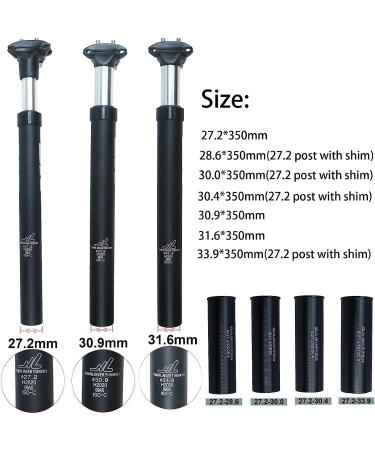 GANOPPER Suspension Seat Post Alloy | Adjustable Seatpost | Black 27.2*350mm | 14mm Offset | 28.6 30.0 30.4 30.9 31.6 33.9 34.9 Sizes - Buy Online on GoSupps.com