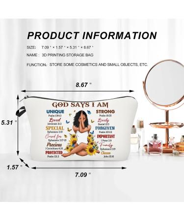 God Says I Am Unique Makeup Bag - African American Inspirational Cosmetic Pouch - Buy Online on GoSupps.com