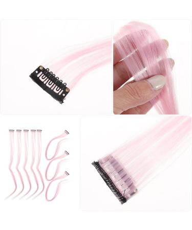 10pc Straight Hair Extensions Ponytail Wigs High Temperature Fiber Clip Hairpiece Women Girls Party Highlights Pink - Buy Online on GoSupps.com