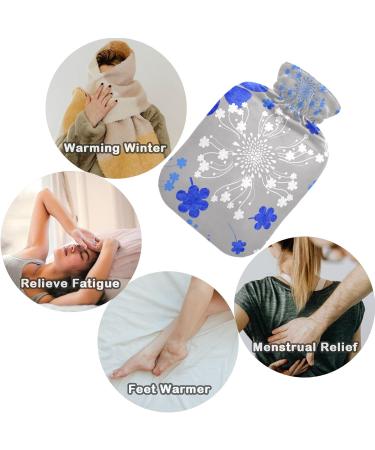 NAANLE Blue Flowers Hot Water Bottle with Lid | 1L Heat Bottle for Pain Relief & Therapy | Transparent Hand/Foot Warmer - Buy Online on GoSupps.com