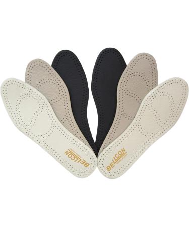 Premium Leather Insoles for Men & Women | Nonslip Shoe Inserts for Comfort & Odor Control - 3 Pairs - Buy Online on GoSupps.com