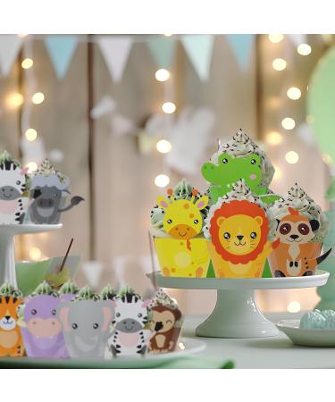 50 Pcs Jungle Safari Animal Cupcake Wrapper Set Safari Party Supplies Wild One Party Favor Jungle Baby Shower Birthday Decorations Zoo Animals Party Decor (Safari Cupcake Topper) - Buy Online on GoSupps.com